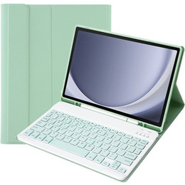 Tok + billentyűzet Samsung Galaxy Tab A9, Leather Pen Slot, világoszöld