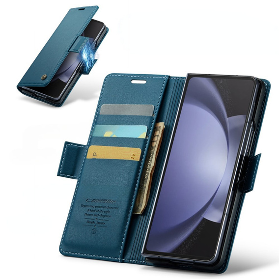CASEME flip tok Samsung Galaxy Z Fold6 5G, Litchi Wallet, kék
