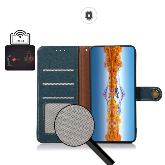 KHAZNEH RFID tok Samsung Galaxy A35 5G, Litchi textúra, fekete