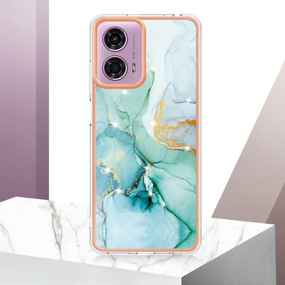 Védő tok Motorola Moto G24 / G24 Power / G04, Marble Slim Case, zöld