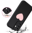 Tok Samsung Galaxy A56 5G, Silicone Heart, fekete + 9H edzett
