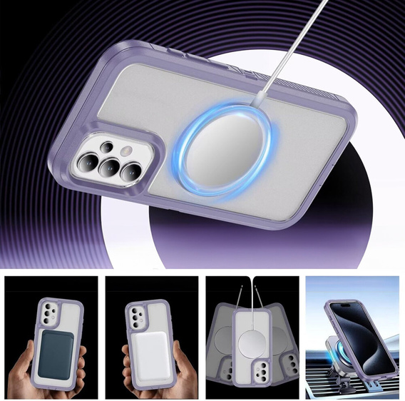 Tok kerettel Samsung Galaxy S23 FE készülékhez, MagSafe-hoz, átlátszó / lila