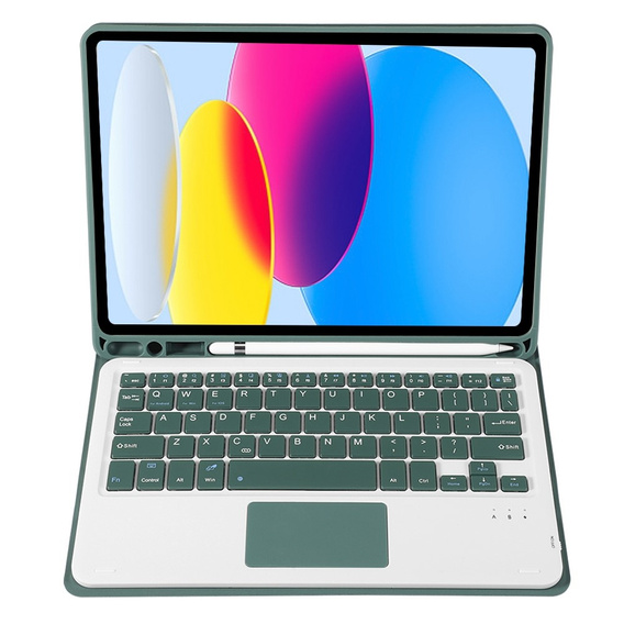 Tok + billentyűzet iPad 10.9 2022 10 Gen, TouchPad Pen Slot, sötétzöld