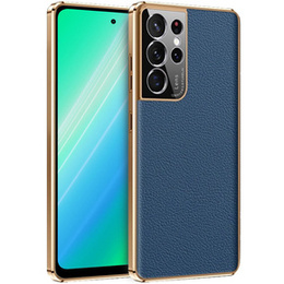 Telefontok a Samsung Galaxy S23 Ultra, Cowhide Leather, sötétkék