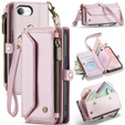 Tok CASEME iPhone16E, RFID Leather Wallet, vállpánttal, rózsaszín
