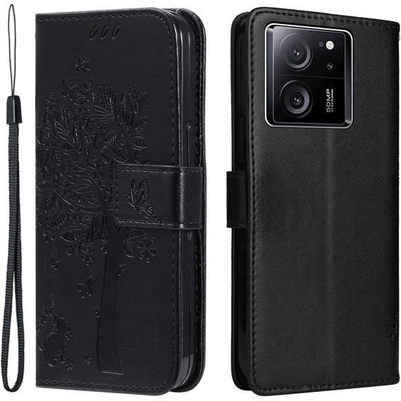 Pattintható tok Xiaomi 13T / 13T Pro, fa, fekete