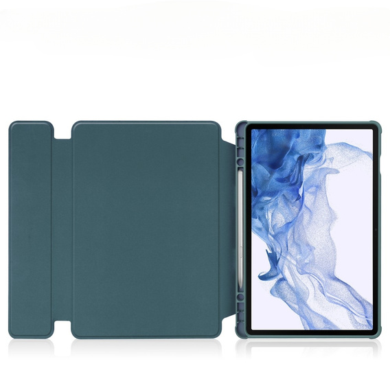 Billentyűzet tok Samsung Galaxy Tab S9, Rotary 360° Leather, sötétzöld