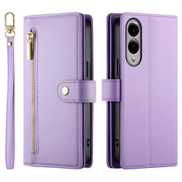 Pattintható tok a Samsung Galaxy S25 Edge, Wallet Zipper Pocket, lila