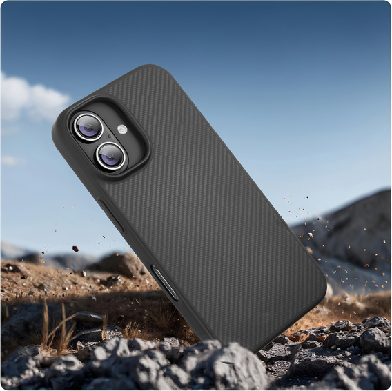 Tok iPhone 16, Aramid Fiber Cover, fekete