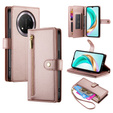 Pattintható tok a Honor Magic 7 Lite, Wallet Zipper Pocket, rózsaszín