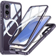 Tok Samsung Galaxy S25 Edge-hoz, Shockproof, üveggel, MagSafe-hoz, lila