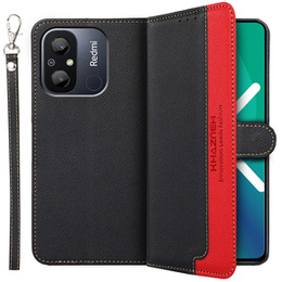 Pattintható tok a Xiaomi Redmi 12C, KHAZNEH RFID, fekete / piros