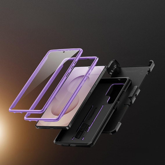 Robusztus tok Samsung Galaxy S25 Ultra készülékhez – Tongate MECH sorozatú klip, fekete