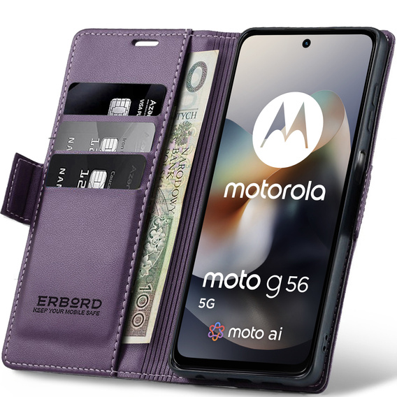 ERBORD Fényes Litchi pénztárca Motorola Moto G56 5G számára
