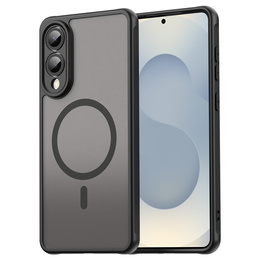 Tok Samsung Galaxy S25 Edge, Kickstand Matt Case, MagSafe-hoz, fekete + képernyőüveg