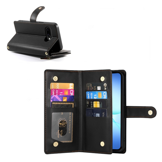 Wallet Zipper Pocket flip tok Samsung Galaxy A17 5G, Wallet Zipper Pocket, fekete