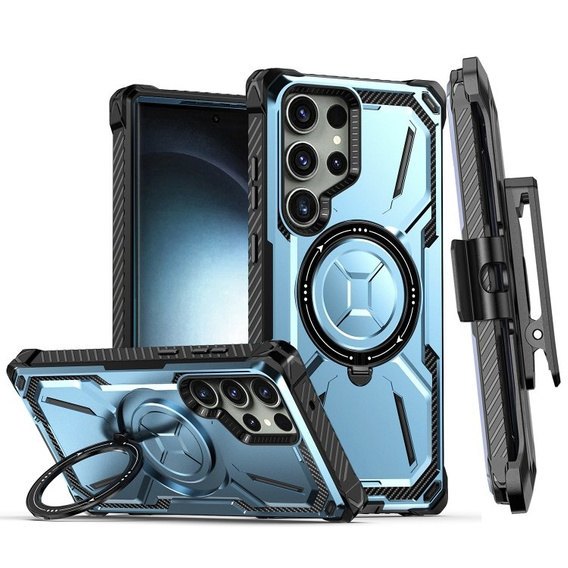 Telefontok a Samsung Galaxy S23 Ultra, Heavy Duty Ring Belt Clip, kék