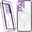 Magnetic Dual Glass MagSafe tok Samsung Galaxy S21 Ultra, lila