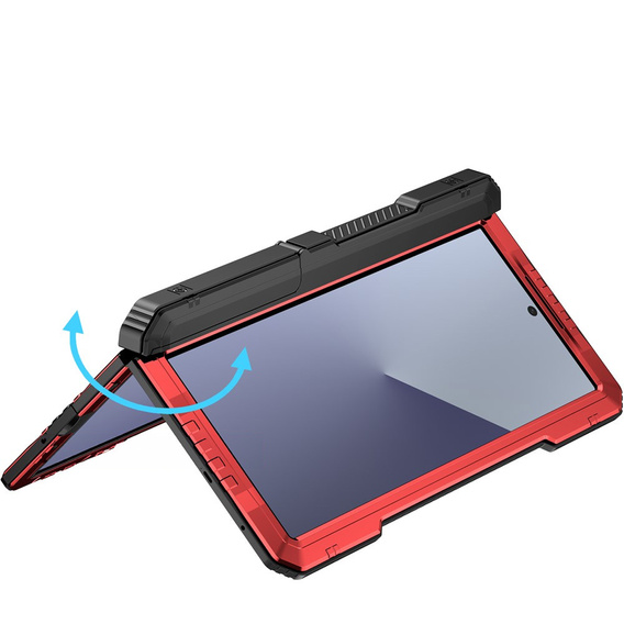 Páncélozott tok Samsung Galaxy Z Fold6 5G készülékhez, alumínium, állvánnyal és tolltartóval, fekete