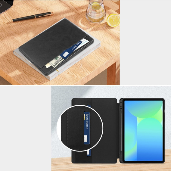 Tok Lenovo Tab M11, Business Card and Pen Slotl, fekete