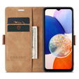 Telefontok a Samsung Galaxy A14 4G/5G, ERBORD Vintage, pénztárca patenttal, barna