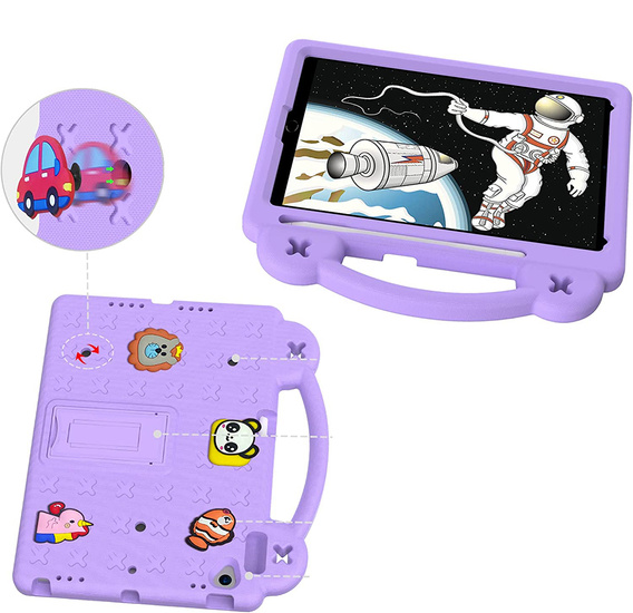 Gyermek tok iPad 10.2" 2021/2020/2019 (9/8/7 gen.) / Air 10.5" 2019 (3 gen.), Cute Patterns, állvánnyal, lila