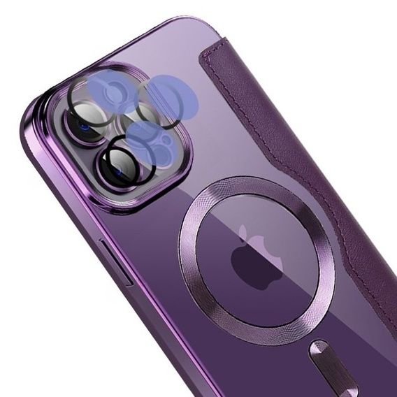 Pattintható tok a iPhone 12 Pro Max, RFID Wallet MagSafe CamShield, lila