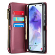 Tok CASEME Samsung Galaxy A55 5G, RFID Leather Wallet, vállpánttal, piros