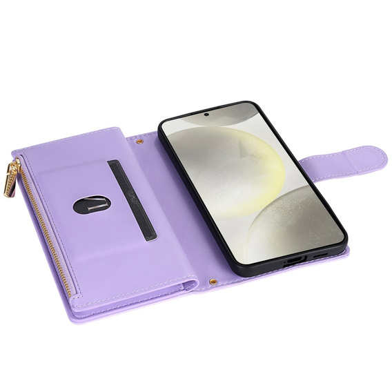 Flap tok Samsung Galaxy S25 Edge, Rhombus Crossbody Leather, lila
