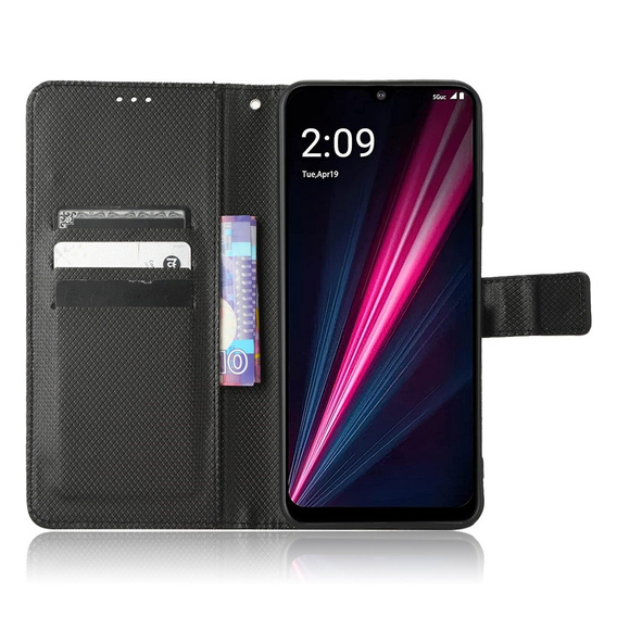 Pattintható tok a T Phone 5G, Wallet Magnet, fekete