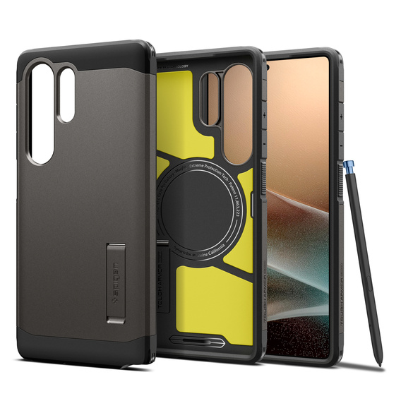 Spigen tok Samsung Galaxy S25 Ultra készülékhez, Tough Armor Mag Mag MagSafe, szürke + 9H edzett üveg