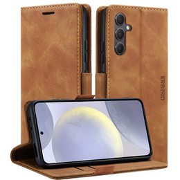 Telefontok a Samsung Galaxy S24+ Plus, ERBORD Vintage, pénztárca patenttal, barna