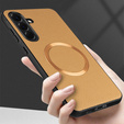 Telefontok a Samsung Galaxy A56 5G, Leather Hybrid MagSafe, arany