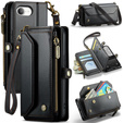 Tok CASEME iPhone16e, RFID Leather Wallet, vállpánttal, fekete