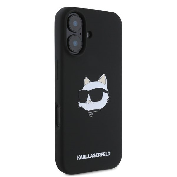 Karl Lagerfeld szilikon Choupette fej mintás tok iPhone 16-hoz