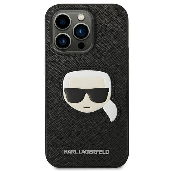 Karl Lagerfeld Telefontok a iPhone 14 Pro Max, Saffiano Karl's Head Patch, fekete