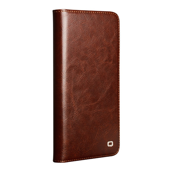 Flip tok Samsung Galaxy S25 FE, QIALINO Leather Wallet, barna