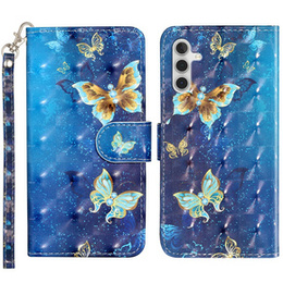 Pattintható tok a Samsung Galaxy A35 5G, Wallet, Butterflies kék