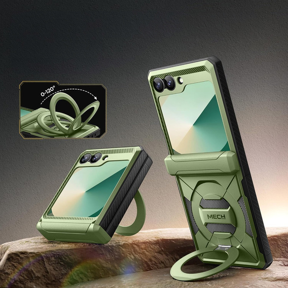 Tongate MECH tok MagSafe-val a Samsung Galaxy Z Flip7 FE / Z Flip6 készülékhez, zöld színű