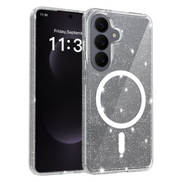 Csillogó tok, MagSafe-hez, Samsung Galaxy S26-hoz, átlátszó