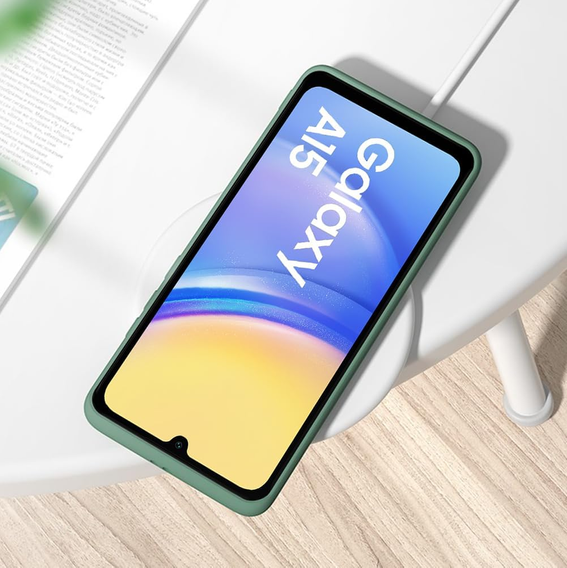 A tok Samsung Galaxy A15, Silicone Lite, sötétzöld + 9H üveg