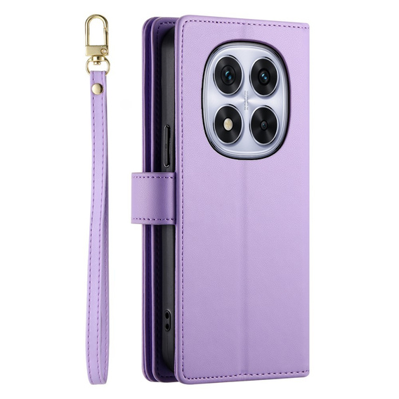 Pattintható tok a Xiaomi Redmi Note 14 Pro 5G / Poco X7 5G, Wallet Zipper Pocket, lila