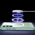 Tok Samsung Galaxy S23 FE készülékhez, Shockproof, fóliával, MagSafe-hoz, zöld
