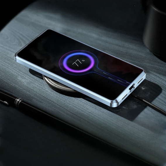 Kameravédő tok Samsung Galaxy Note 10+ Plus, CamShield MagSafe, átlátszó / kék