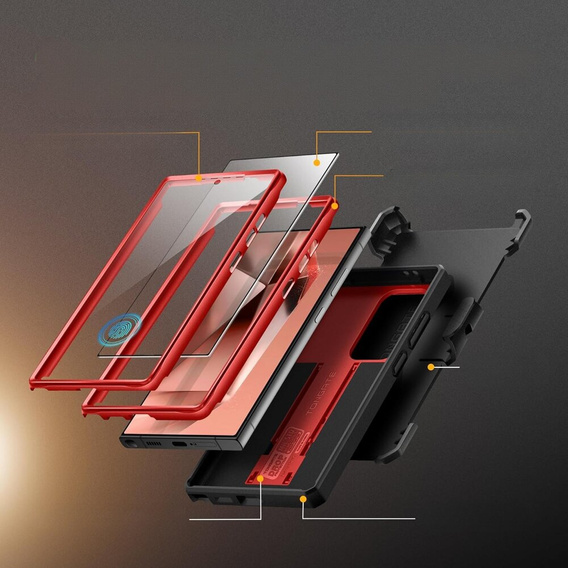 Tok Samsung Galaxy S24 Ultra, Tongate MECH sorozatú klipsz, piros