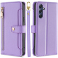 Pattintható tok a Samsung Galaxy A16, Wallet Zipper Pocket, lila