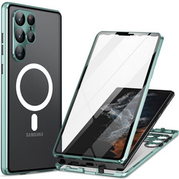 Magnetic Dual Glass MagSafe tok Samsung Galaxy S24 Ultra, zöld