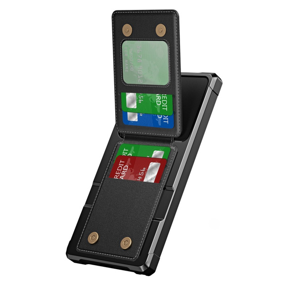 Tok Samsung Galaxy S25 Ultra, Card Holder Kickstand, fekete