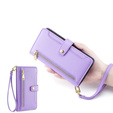 Pattintható tok a iPhone 14 Pro, Wallet Zipper Pocket, lila