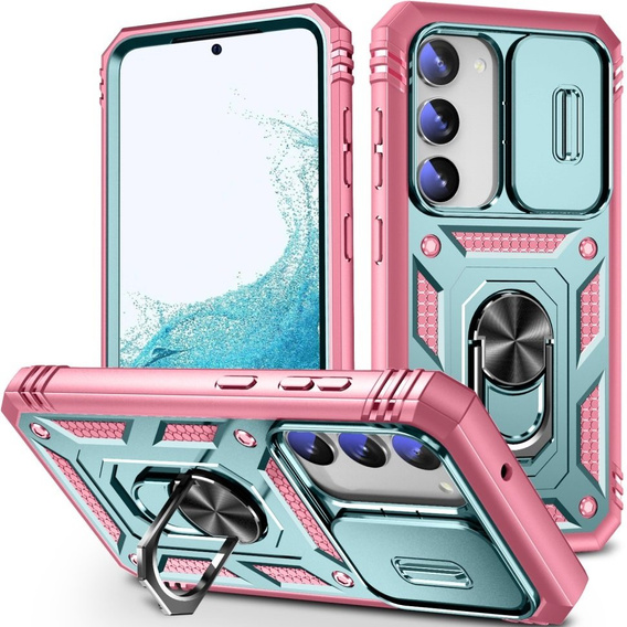 Telefontok a Samsung Galaxy S23, CamShield Slide, zöld / rózsaszín